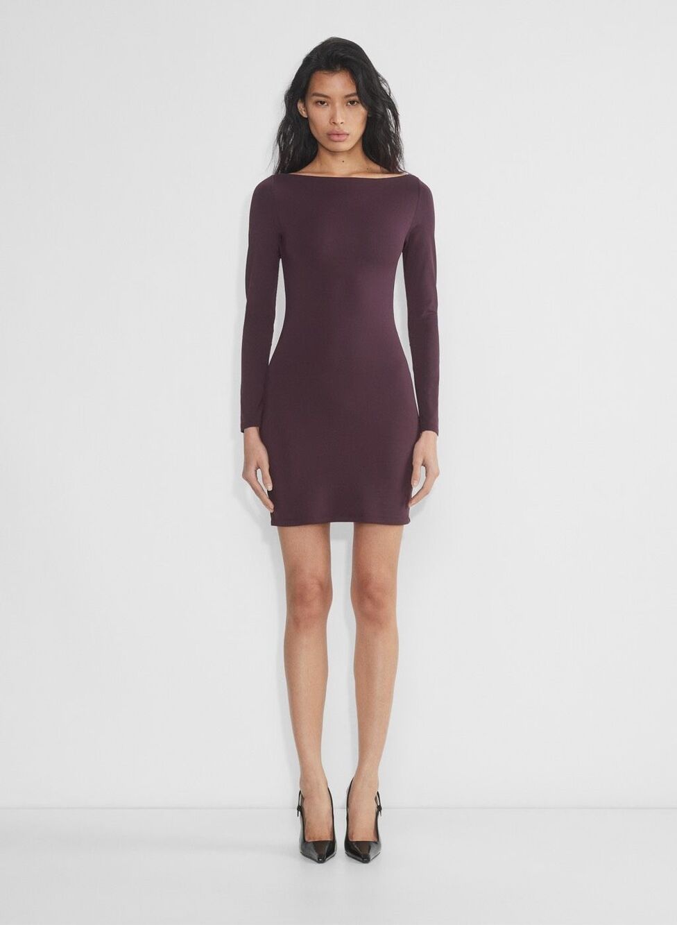 Aritzia Contour Collide Second-Skin Long Sleeve Purple Mini Dress M NEW